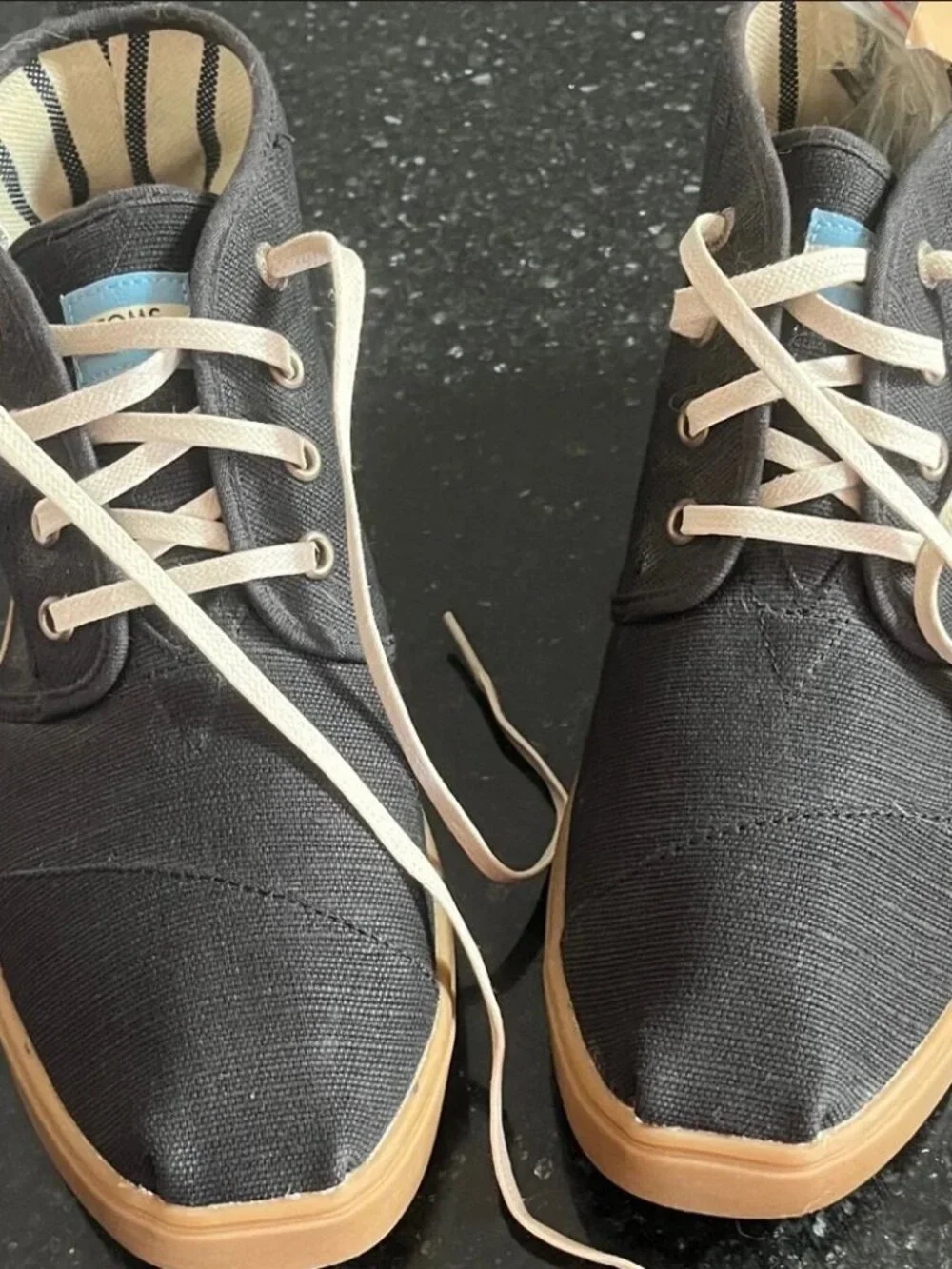 Toms Men's Black Canvas High-Top Sneakers with Tan Gum Sole